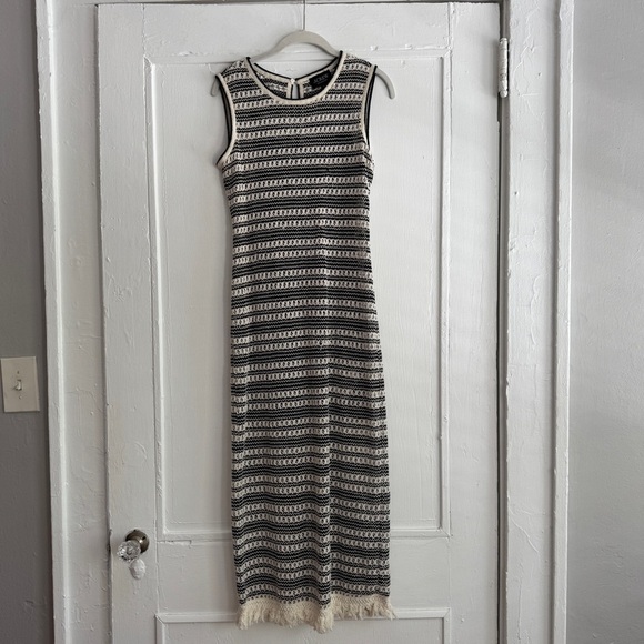 J. Crew Black and Cream Striped Crochet Midi Dress - XXS - Picture 2 of 12